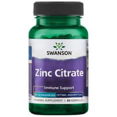 Swanson Zinc Citrate, Zinek Citrát, 50 mg, 60 kapslí