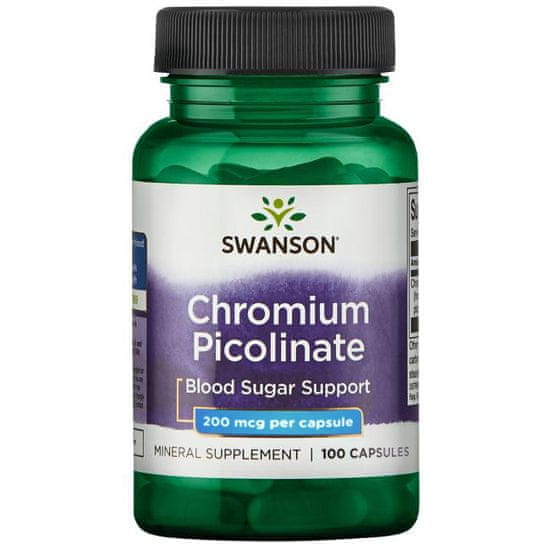 Swanson Chromium Picolinate, 200mcg, 100 kapslí