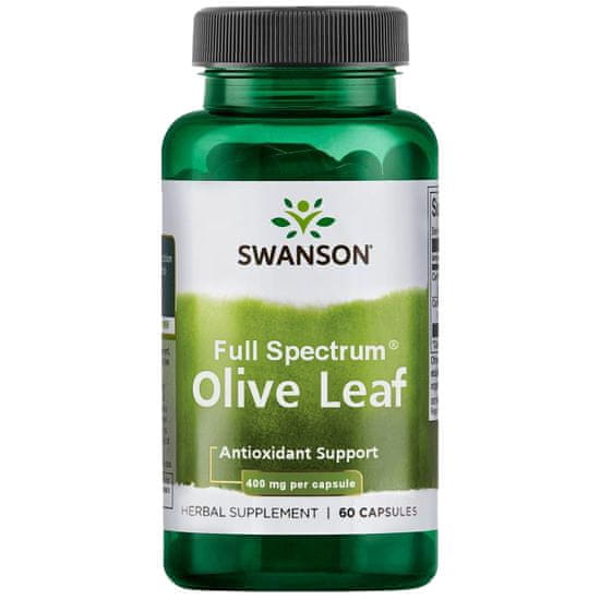 Swanson Full Spectrum Olive Leaf, 400mg (Extrakt z olivových listů), 60 kapslí