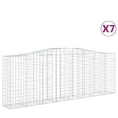 Vidaxl Klenuté gabionové koše 7 ks 400x50x140/160cm pozinkované železo