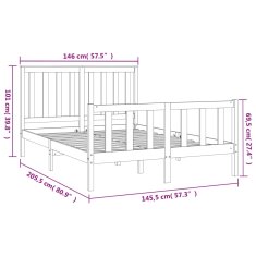 Petromila Rám postele s čelem černý 140 x 200 cm masivní borové dřevo