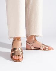 Amiatex Praktické sandály zlaté dámské bez podpatku + Ponožky Gatta Calzino Strech, odstíny žluté a zlaté, 37