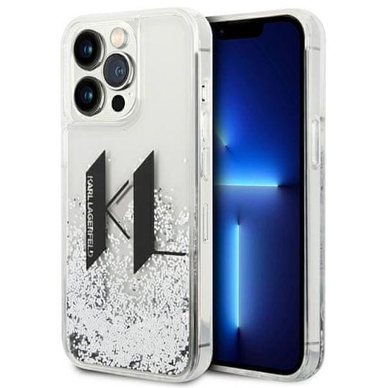 Karl Lagerfeld KLHCP14LLBKLCS hard silikonové pouzdro iPhone 14 PRO 6.1" silver Liquid Glitter Big KL