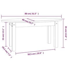 Vidaxl Konferenční stolek šedý 80 x 40 x 35 cm masivní borové dřevo