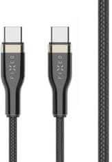 FIXED nabíjecí a datový kabel USB-C - USB-C,USB 2.0, PD 100W, opletený, 1.2m, černá