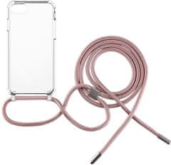 FIXED zadní kryt Pure Neck s růžovou šňůrkou na krk pro Apple iPhone 7/8/SE (2020/2022)