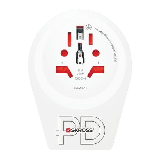 Skross cestovní adaptér Europe USB C20PD pro cizince v ČR, USB-C, PD 20W PA30USBC-PD20