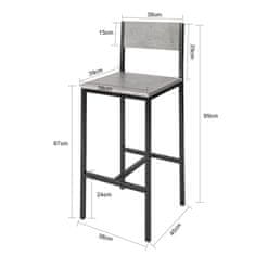 SoBuy SoBuy FST53-HGx2 Sada 2 barových židlí s opěradlem Pultové židle s podnožkou výška sedáku 67 cm 38x95x40cm