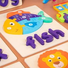 HABARRI Montessori Dřevěné puzzle - Kachna a žába - Duck & Frog