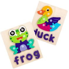 HABARRI Montessori Dřevěné puzzle - Kachna a žába - Duck & Frog