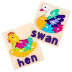 HABARRI Montessori Dřevěné puzzle - Slepice a labuť - Hen & Swan