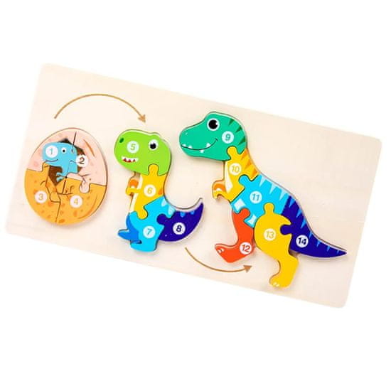 HABARRI Montessori Dřevěné puzzle - od malých po velké - Dinosaurus