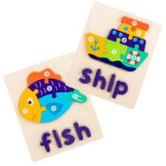 HABARRI Montessori Dřevěné puzzle - Ryba a loď - Fish & Ship