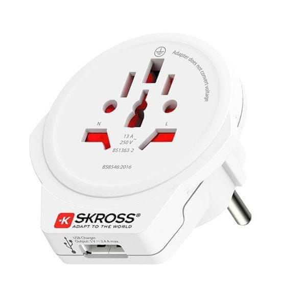 Skross cestovní adaptér Europe USB pro cizince v ČR, vč. 1x USB 2400mA PA30USB