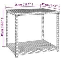 Greatstore Odkládací stolek hnědý 55 x 45 x 49 cm polyratan