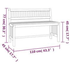 Vidaxl Zahradní lavice 110 cm masivní eukalyptové dřevo