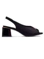Amiatex Výborné dámské černé sandály na širokém podpatku, černé, 36