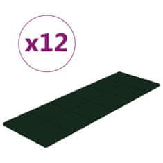 Vidaxl Nástěnné panely 12 ks tmavě zelené 90 x 30 cm samet 3,24 m²