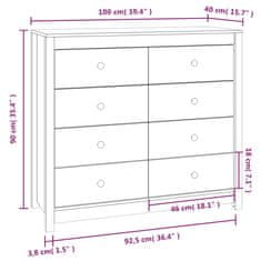 Vidaxl Odkládací skříňka bílá 100 x 40 x 90 cm masivní borové dřevo