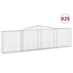 Greatstore Klenuté gabionové koše 25ks 400x30x100/120cm pozinkované železo