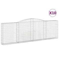 Greatstore Klenuté gabionové koše 10ks 400x30x120/140cm pozinkované železo