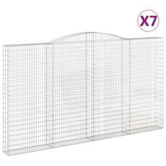 Vidaxl Klenuté gabionové koše 7 ks 400x30x220/240cm pozinkované železo