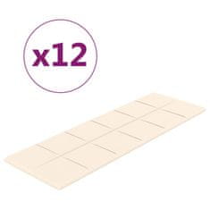 Vidaxl Nástěnné panely 12 ks krémové 90 x 30 cm samet 3,24 m²