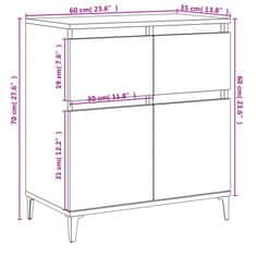 Vidaxl Příborník hnědý dub 60 x 35 x 70 cm kompozitní dřevo