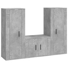 Greatstore 3dílný set TV skříněk betonově šedý kompozitní dřevo