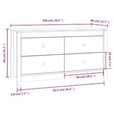 Vidaxl Odkládací skříňka šedá 100 x 40 x 54 cm masivní borové dřevo