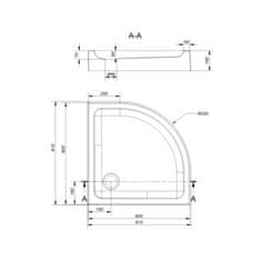 CERSANIT Sprchová vanička tako 80x16, čtvrtkruh, built-in-panel cw (S204-003)