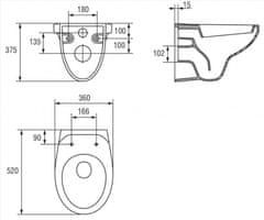 CERSANIT Závěsná mísa delfi + sedátko delfi duroplast (K11-0021+K98-0001)