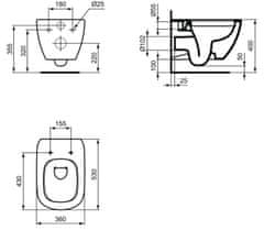 KOUPELNYMOST Alcadrain jádromodul - předstěnový instalační systém bez tlačítka + wc ideal standard tesi se sedátkem rimless (AM102/1120 X TE2)