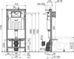 KOUPELNYMOST Alcadrain sádromodul - předstěnový instalační systém bez tlačítka + wc ideal standard tesi se sedátkem softclose, aquablade (AM101/1120 X TE1)