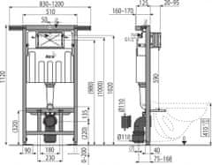 KOUPELNYMOST Alcadrain jádromodul - předstěnový instalační systém s bílým/ chrom tlačítkem m1720-1 + wc ideal standard tesi se sedátkem softclose, aquablade (AM102/1120 M1720-1 TE1)