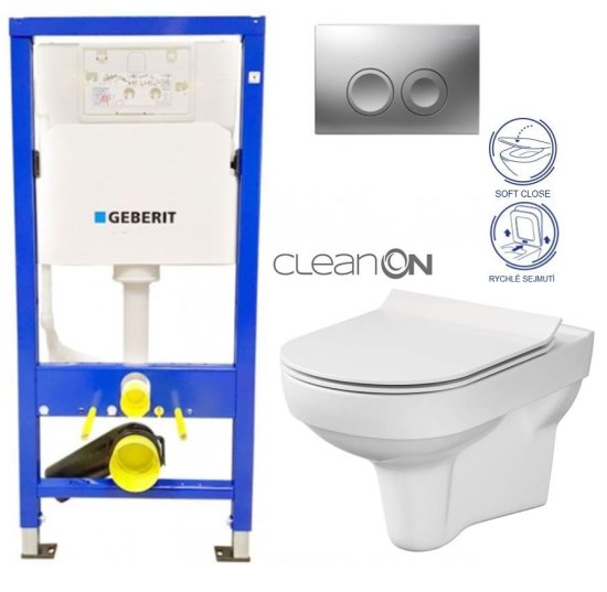 KOUPELNYMOST Geberit duofixbasic s matným tlačítkem delta21 + wc cersanit city new cleanon + wc sedátko slim (458.103.00.1 21MA CI2)