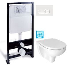 KOUPELNYMOST Předstěnový instalační systém s bílým tlačítkem 20/0042 + wc jika lyra plus rimless + sedátko duraplast (PRIM_20/0026 42 LY1)