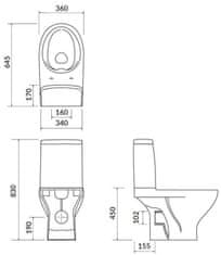 CERSANIT Wc kombi moduo 43 cm 674 010 3/5 clean on, sedátko slim wrap duroplast-soft close (K116-036)