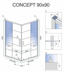 REA Sprchový kout concept černý 90x90 (REA-K5478)