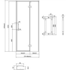 CERSANIT Sprchové dveře larga černé 80x195 , pravé, čiré sklo (S932-123)