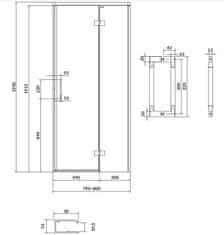 CERSANIT Sprchové dveře larga chrom 80x195, pravé, čiré sklo (S932-115)