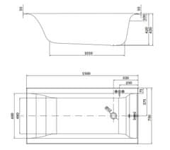 CERSANIT Obdélníková vana larga 150x75 (S301-304)