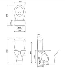 CERSANIT Wc kombi 305 president 020 3/6 včetně sedátka duroplast (K08-039)