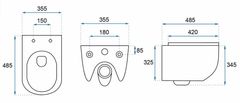 KOUPELNYMOST Předstěnový instalační systém bez tlačítka + wc rea carlo mini rimless černý mat + sedátko (PRIM_20/0026 X MM1)