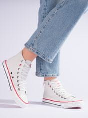 Amiatex Trendy tenisky dámské bílé bez podpatku + Ponožky Gatta Calzino Strech, bílé, 39