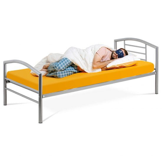 Autronic Postel jednolůžková 90x200 cm, kovová šedý lesk BED-1900 SIL