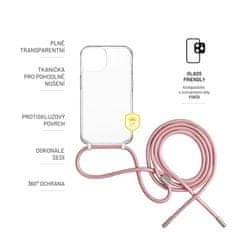 FIXED Pouzdro Pure Neck s růžovou šňůrkou na krk pro Samsung Galaxy A15/A15 5G