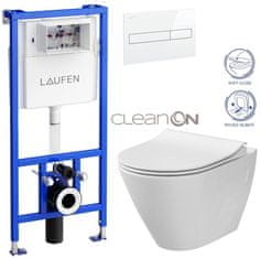 KOUPELNYMOST Laufen rámový podomítkový modul cw1 set s bílým tlačítkem + wc cersanit cleanon city (H8946600000001BI CI1)