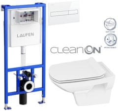 KOUPELNYMOST Laufen rámový podomítkový modul cw1 set s bílým tlačítkem + wc cersanit cleanon carina + sedátko (H8946600000001BI CA3)