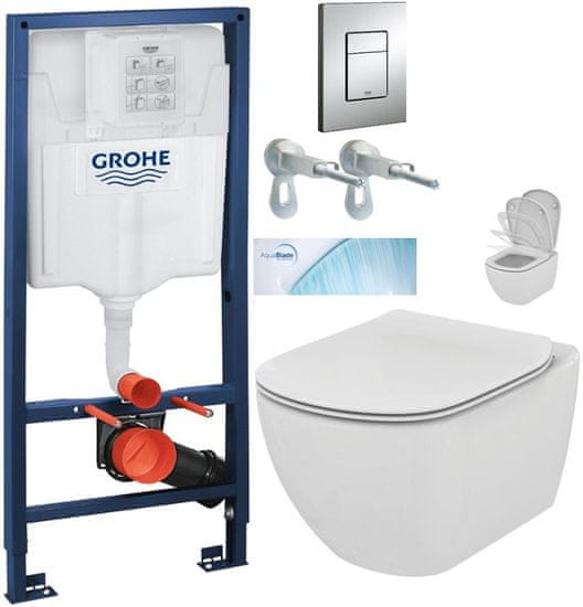 KOUPELNYMOST Rapid sl pro závěsné wc 38528set s chromovou deskou + wc ideal standard tesi se sedátkem softclose, aquablade (38772001 TE1)